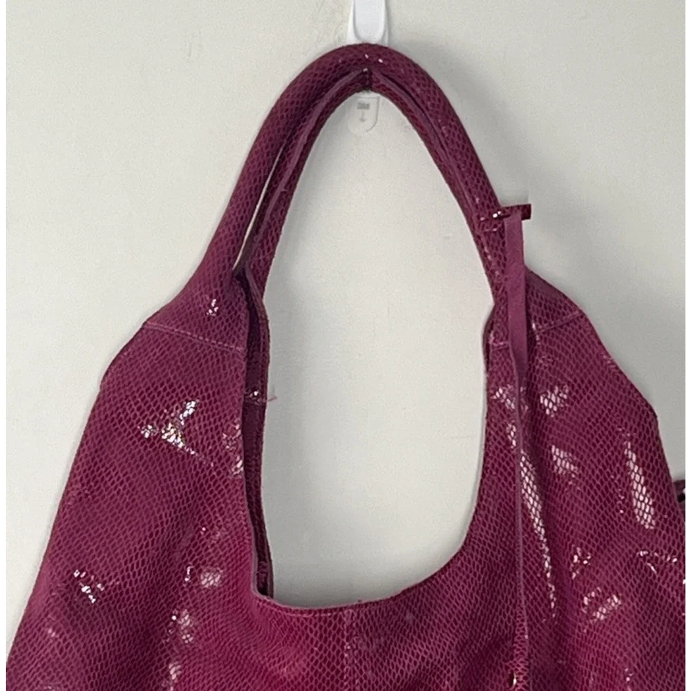 Maxine Couture Pink Purple Snakeskin Print Hobo Shoulder Bag Y2K Slouchy Tassel